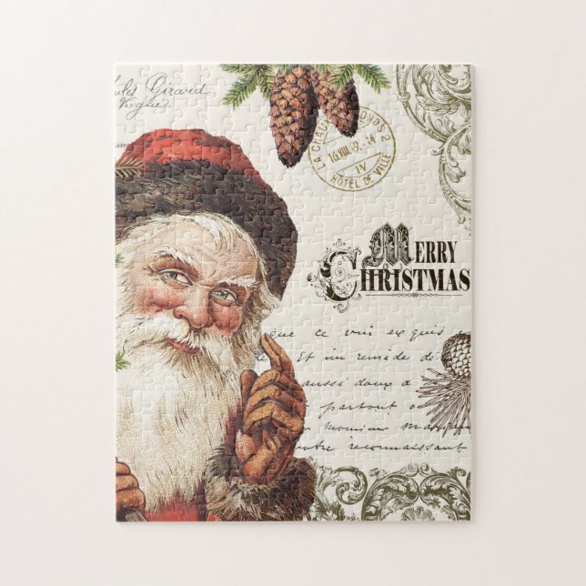 Puzzle région boisée vintage Père Noël (Vertical)