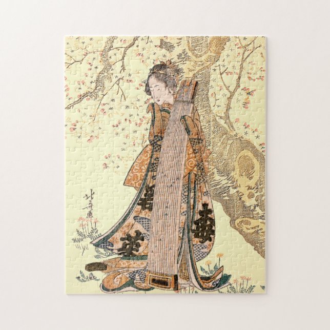 Puzzle Réimage de la femme japonaise de Hokusai cerisier  (Vertical)