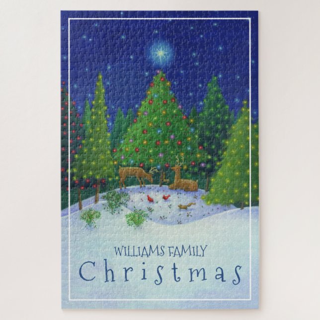 Puzzle Reindeer de Noël Animaux de forêt Nom de famille (Vertical)