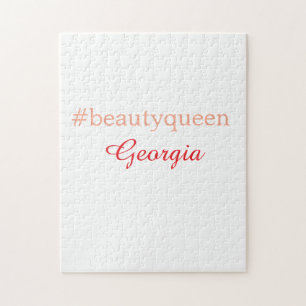 Puzzle reine de beautéhashtag rouge clair ajouter nom fil