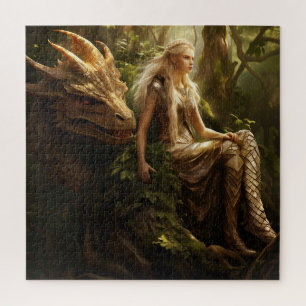 Puzzle Reine de la Forêt Elven avec son Dragon