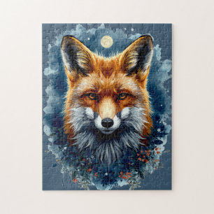 Puzzle Renard Aesthetic Lune Forestière Aquarelle