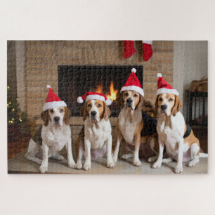 Puzzle Renard américain Cheminée Noël
