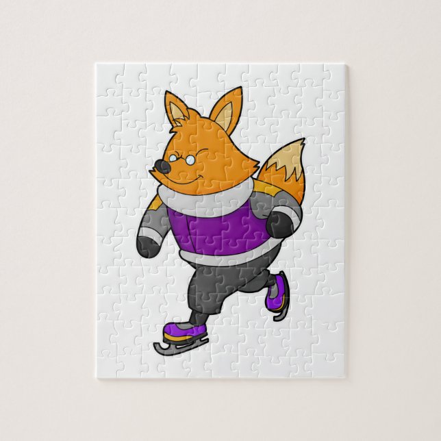 Puzzle Renard au patinage sur glace avec patins sur glace (Vertical)