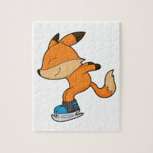 Puzzle Renard au patinage sur glace avec patins sur glace