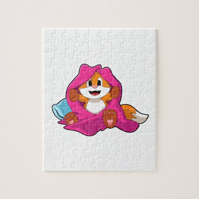 Puzzle Renard avec Coussin et couverture (Vertical)
