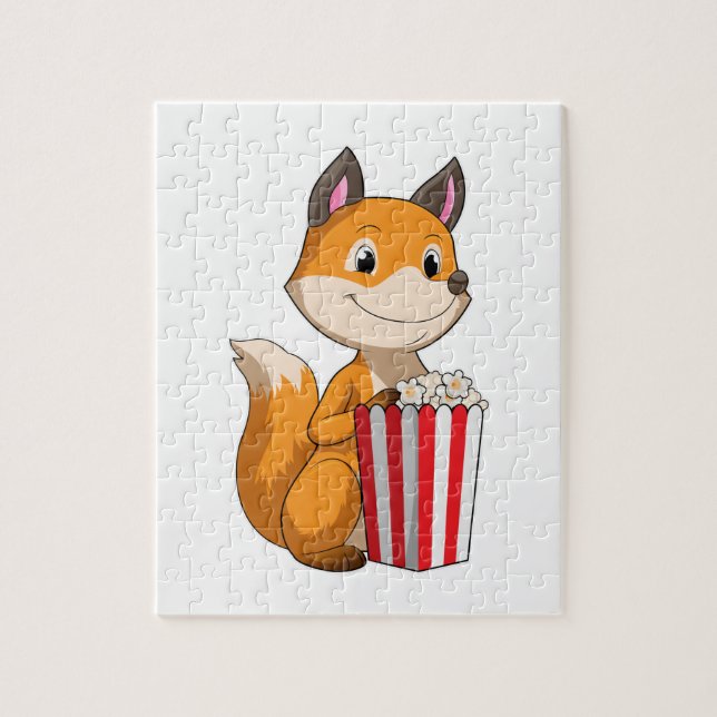 Puzzle Renard avec Popcorn (Vertical)