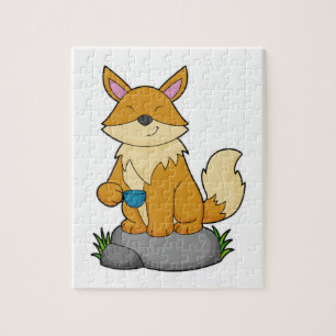 Puzzle Renard avec tasse de café