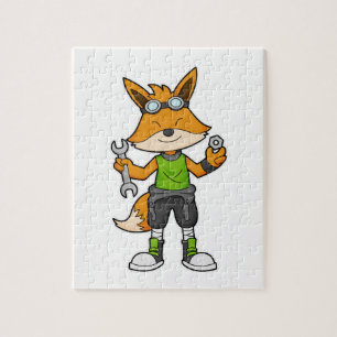 Puzzle Renard comme Mécanique avec clé & noix