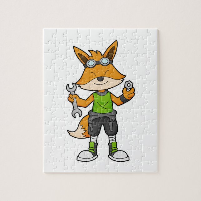 Puzzle Renard comme Mécanique avec clé & noix (Vertical)