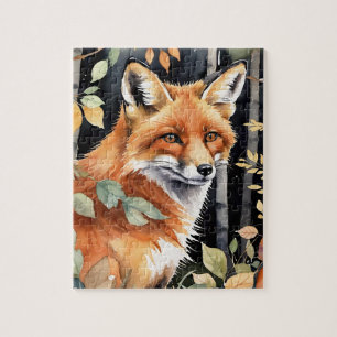 Puzzle Renard de forêt champêtre aquarelle automne