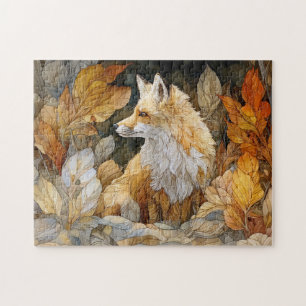Puzzle Renard découpage avec feuilles d'automne Art Nouve