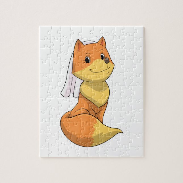 Puzzle Renard en mariée avec Voile (Vertical)
