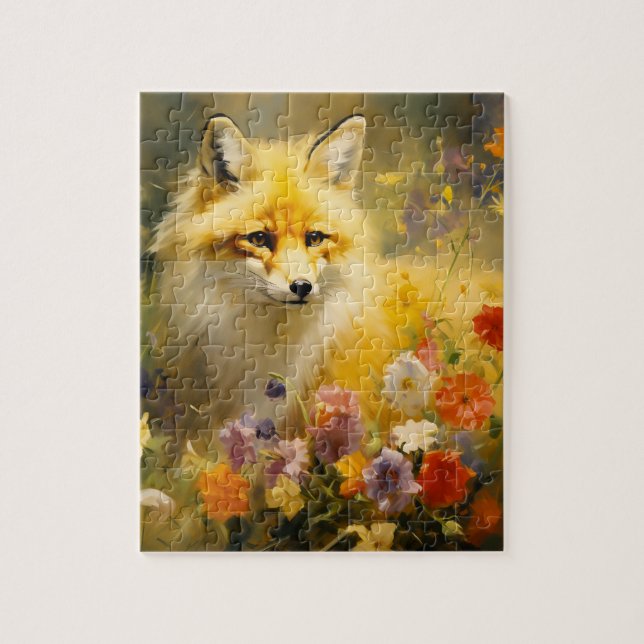Puzzle Renard et fleurs au printemps (Vertical)