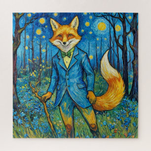 Puzzle Renard lunaire dans une nuit étoilée