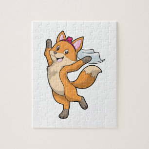Puzzle Renard mariée avec voile et cœur
