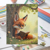 Renard mignon lisant un livre,  enfants  