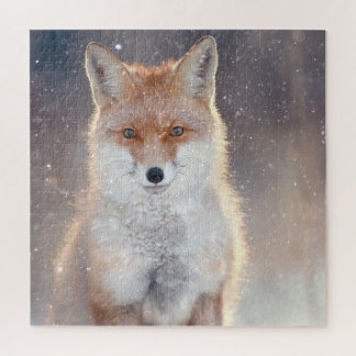 Puzzle Renard rouge, forêt d'hiver, illustration pittores