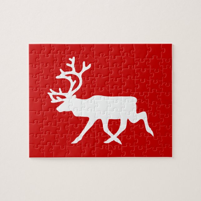 Puzzle Rennes blanches / Silhouette caribou (Horizontal)