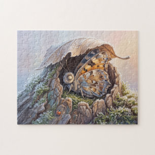 Puzzle Repos hivernal de papillon dans un arbre creux