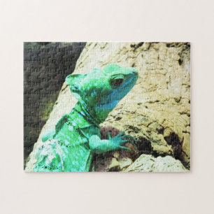 Puzzle Reptile de lézard de basilic vert