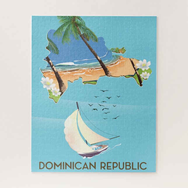 Puzzle République Dominicaine carte Yacht poster de voyag (Vertical)