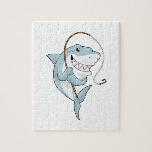 Puzzle Requin comme pêcheur avec canne à pêche