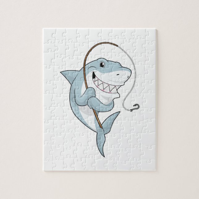 Puzzle Requin comme pêcheur avec canne à pêche (Vertical)