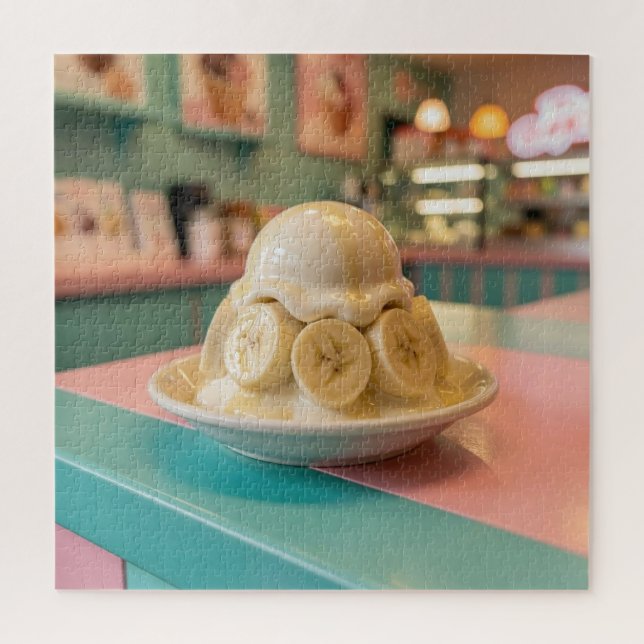Puzzle Resin Banana Sundae | Retro Ice Cream Shop (Vertical)