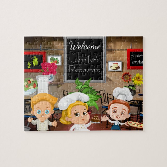 Puzzle Restaurant pour enfants personnalisé (Horizontal)