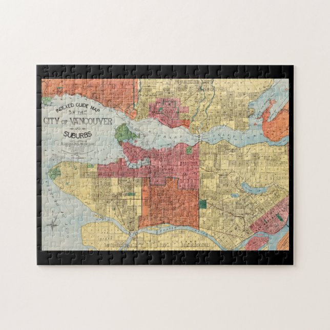 Puzzle Rétro 1914 Carte Ville de Vancouver Colombie-Brita (Horizontal)