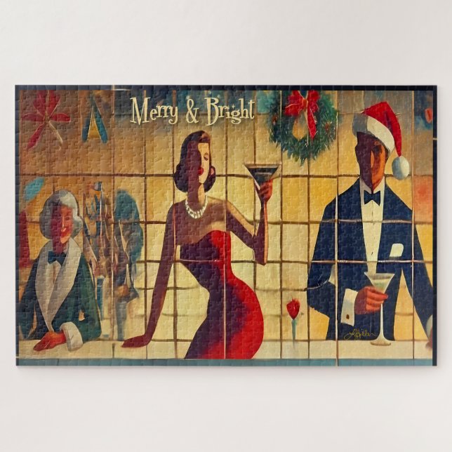 Puzzle Retro 50s Christmas Eve Bar Last Call Martini (Horizontal)