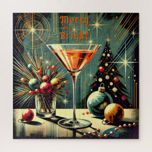 Puzzle Retro 50s Joyeux et Lumineux Martini de Noël