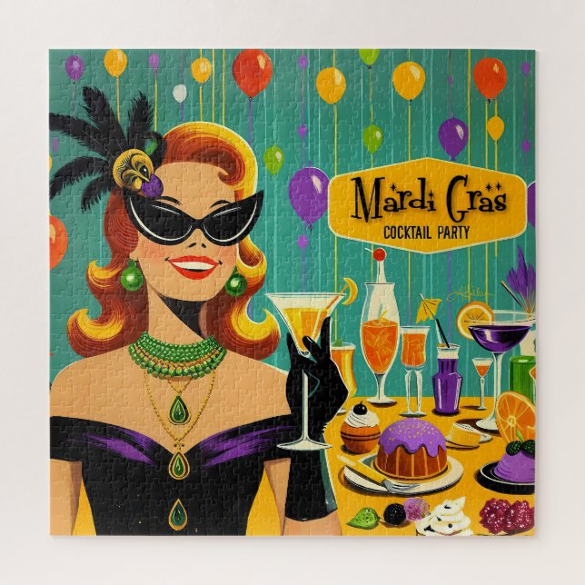 Puzzle Retro 50s Mardi Gras Cocktail Party (Vertical)