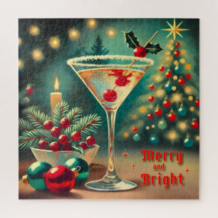 Puzzle Retro années 50 Cocktail Martini Noël Merry Bright