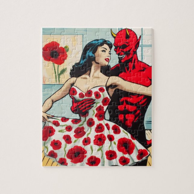 Puzzle Retro Art Devil Avec Ballet Dancer Robe Populaire (Vertical)