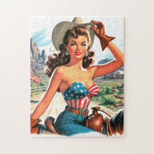 Puzzle Retro Belle Cowgirl Pin Up