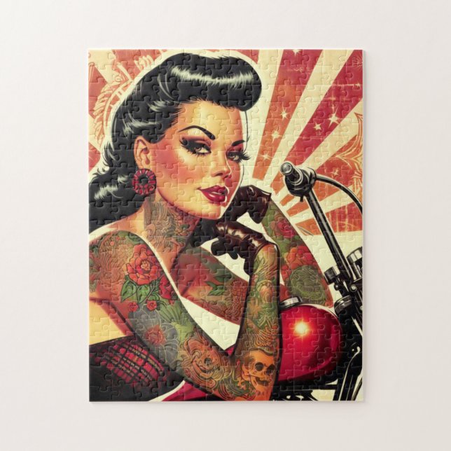 Puzzle Retro Biker Pin-up (Vertical)