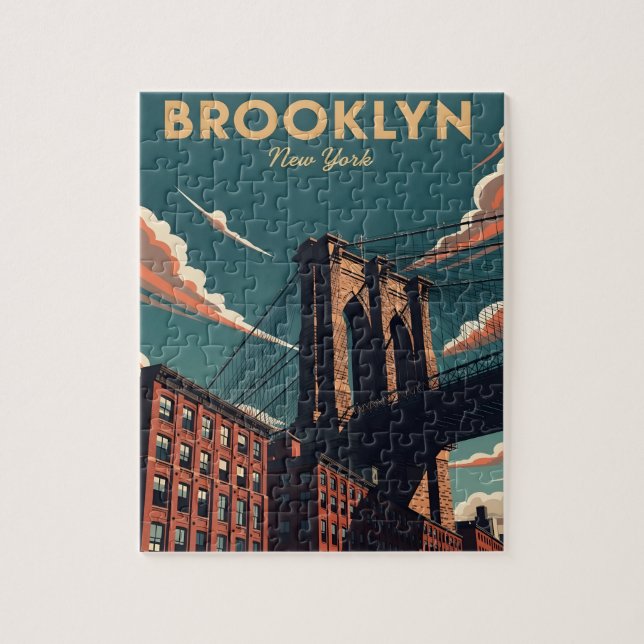Puzzle Retro Brooklyn pont New York City skyline (Vertical)
