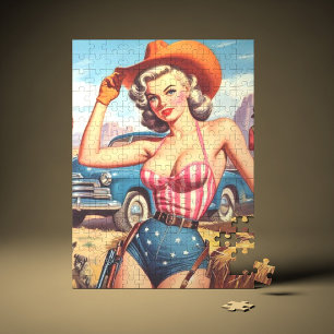 Puzzle Retro Cowgirl Pin Up