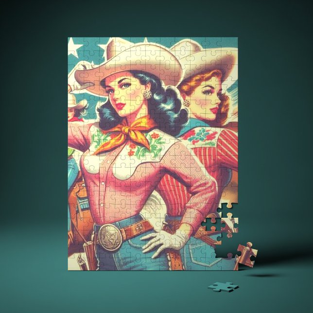 Puzzle Retro Cowgirls Pin-ups (Créateur téléchargé)
