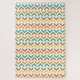 Puzzle Retro Diamond dans Circle Pattern Blue Green Gold