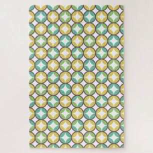 Puzzle Retro Diamond dans Circle Pattern Blue Green Gold