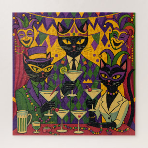 Puzzle Retro Futuriste Mardi Gras Martini Club du Chat No