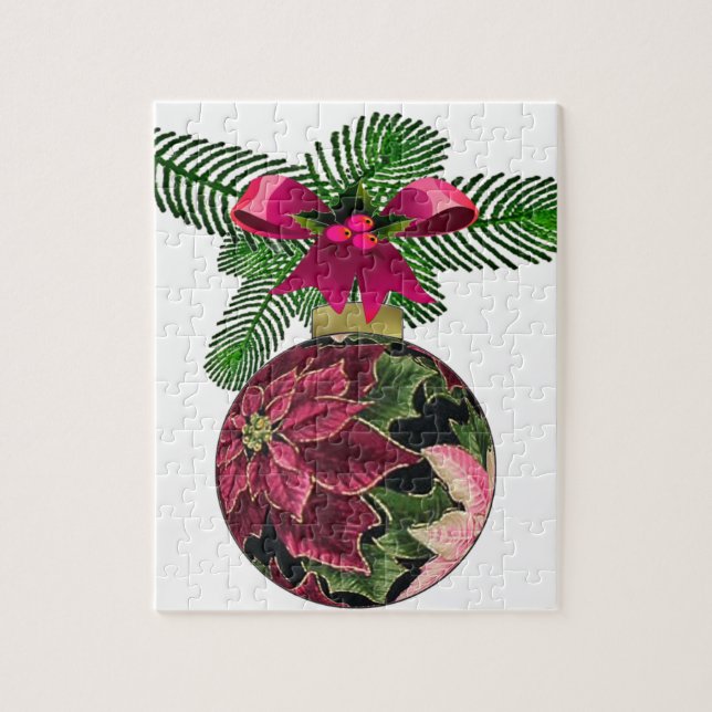 Puzzle Retro les années 50 Poinsettia Ornement Bourgogne (Vertical)