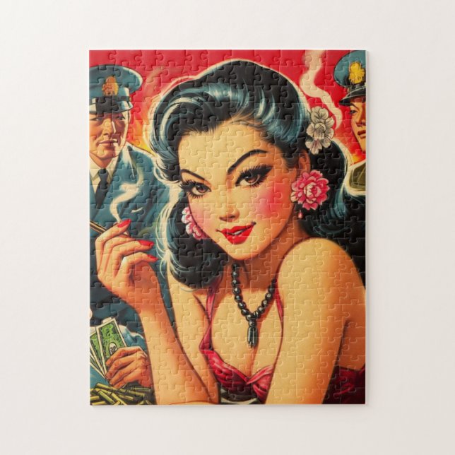 Puzzle Retro Oriental Girl (Vertical)