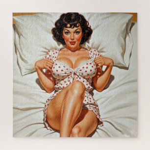 Puzzle Retro Pin-up Girl avec Red Polka Dot PJ's