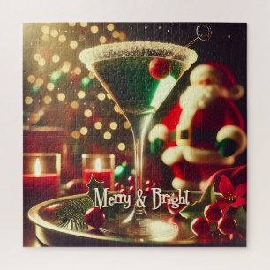 Puzzle Retro Santa Noël Martini verte des années 50