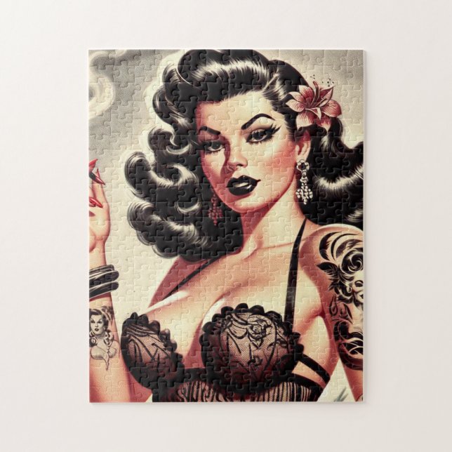 Puzzle Retro Tatto Goth Girl (Vertical)