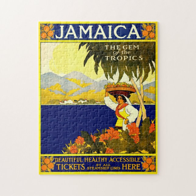 Puzzle Retro Travel Poster Jamaïque. (Vertical)
